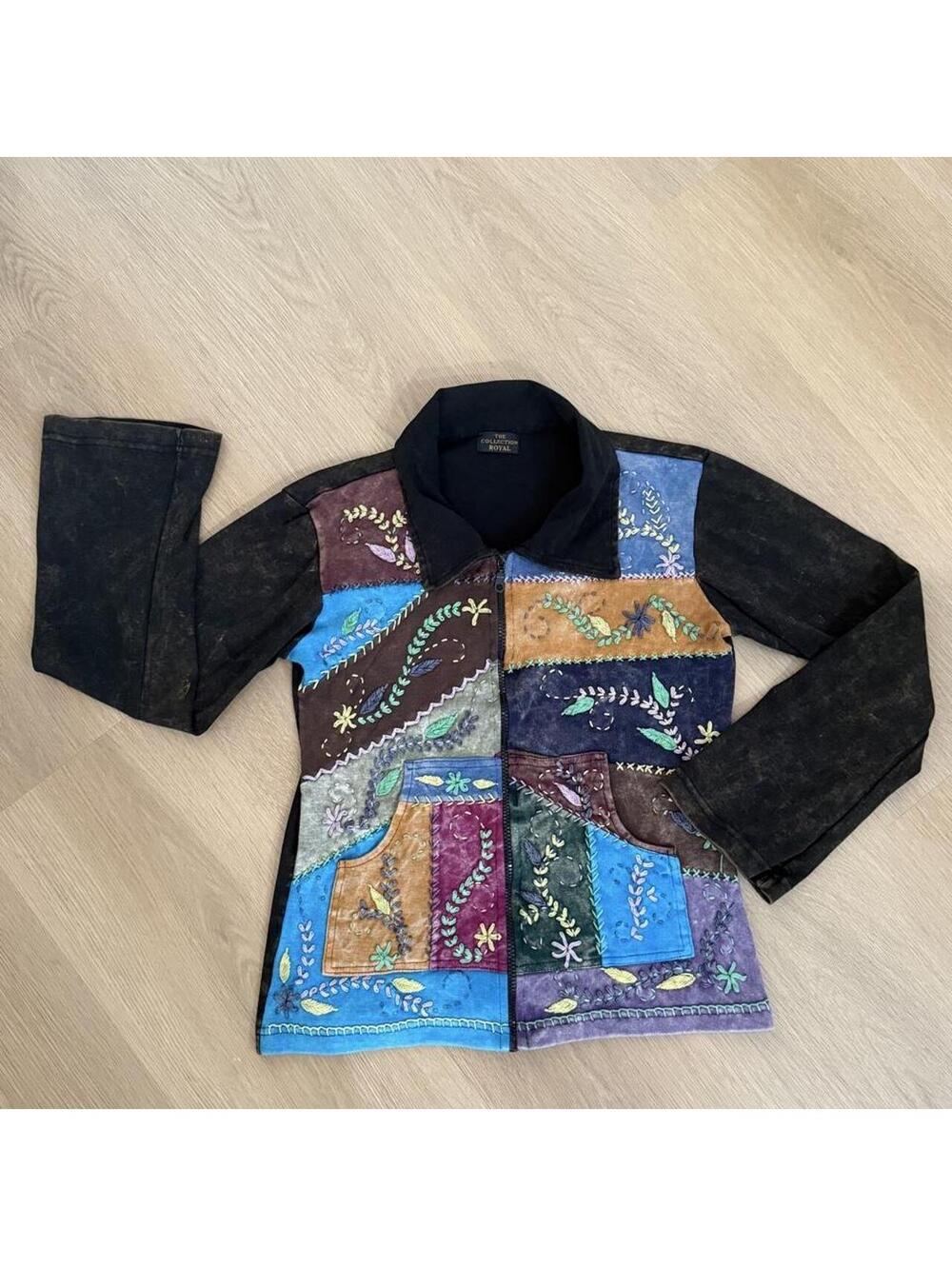 The Collection Royal Women’s Colorful Boho Patchwork Jacket Size XL